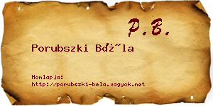 Porubszki Béla névjegykártya